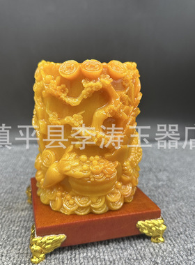 批发仿寿山石笔筒摆件 树脂福娃笔筒家居办公摆件工艺品