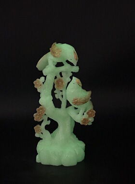 批发夜光喜上眉梢摆件 树脂描金喜鹊梅花家居办公摆件工艺品