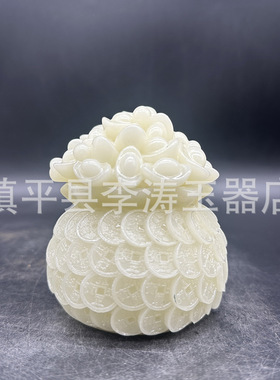 批发夜光元宝金钱盆摆件 树脂宝盆财富盆家居办公摆件工艺品