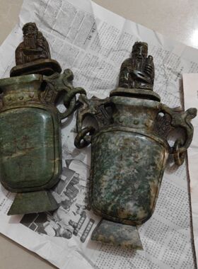 批发仿古做旧老人花瓶摆件玉石镇 楼星家居办公装饰摆件工艺品