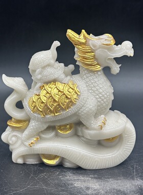批发夜光鎏金龙龟玄武摆件 树脂母子龟金钱龟家居办公摆件工艺品