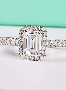 满钻冰糖培育钻石戒指18K金1克拉