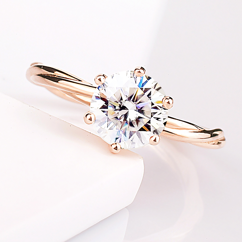 Vine 18K rose gold diamond ring IGI diamond twist for women