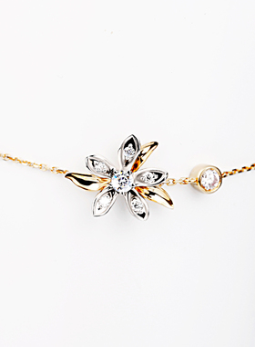 莫桑石18k金花卉精致小巧风手链