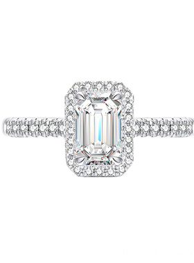 祖母绿美国CC莫桑石钻戒18k典雅