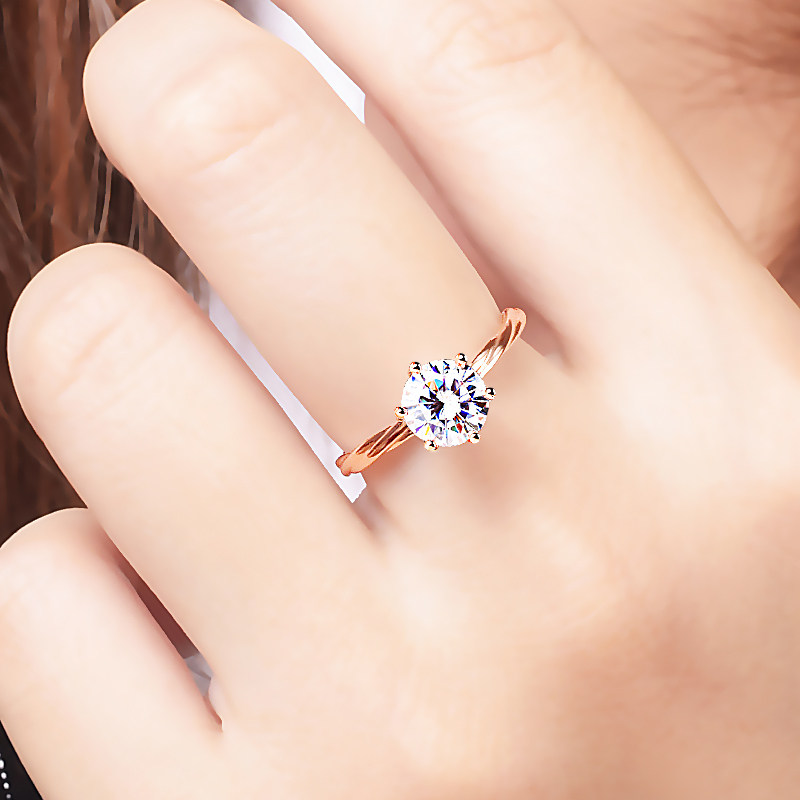 Vine 18K rose gold diamond ring IGI diamond twist for women