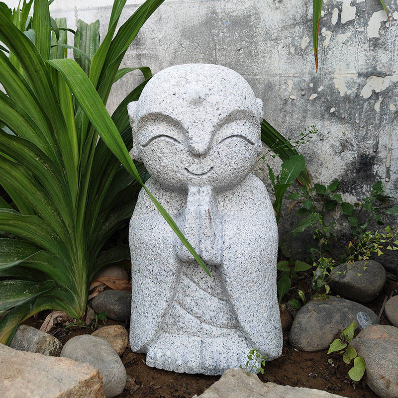 石雕沙弥小和尚摆件户外日式庭院中式造景禅意仿古花岗岩地藏佛像 - 图3