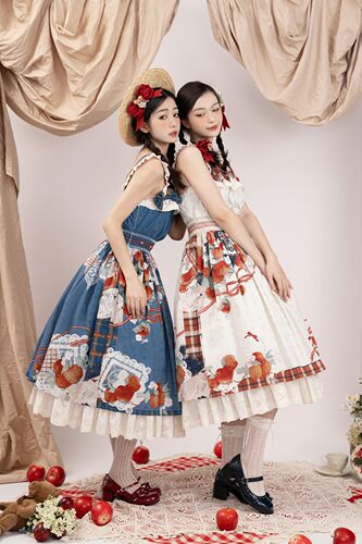 【林檎与花】高腰JSK全款-原创印花春秋打揽通勤女士吊带裙 - 图1