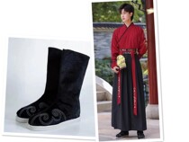 Ancient Clothing Boots Ancient Wind Shoes Ancient Official Boots Book Raw Black And White Red China Wind Hanfu Boots Opera Performance Cloth Boots Man