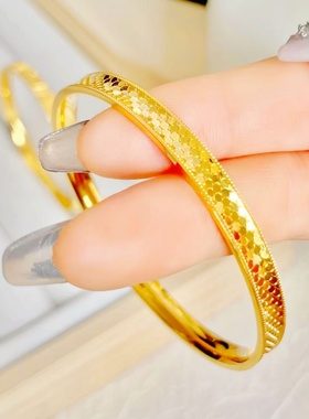 金店同款水贝黄金包银龙鳞手镯女