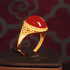 Jifu High-end Pure Gold South Red Agate Women's Ring Bracelet
