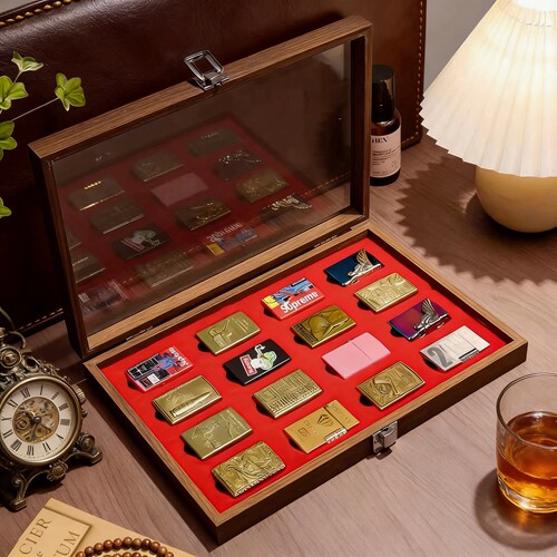zippo打火机收纳盒火机展示盒质感高级分格设计透明视窗展示美观 - 图2