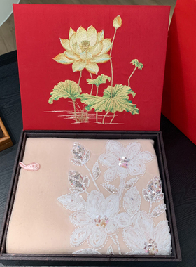 春节国庆送礼妈妈婆婆领导新品清欢玉蕊羊毛刺绣围巾披肩礼盒包装