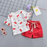 Летняя одежда, спортивный костюм, комплект, в западном стиле, в корейском стиле, детская одежда, 1-2-3-4 лет, короткий рукав