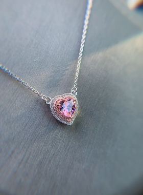 合金微镶莫桑石粉钻百搭礼物吊坠