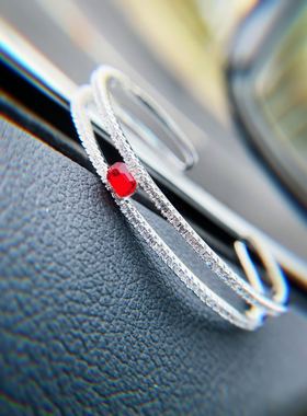 9k白金合金微镶莫桑石钻开口手镯子合成红宝石设计师款个性复古