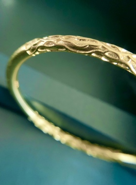 古法黄金包24k足金真金祥云如意手镯国风开口保色999标实心加大码