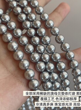 高级感灰色珍珠项链复古轻奢珍珠项链秋冬新款毛衣链颈链配饰品