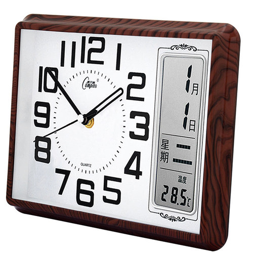 康巴丝座钟客厅简约台钟石英钟万年历时钟日历温度床头钟SZG1260S - 图2