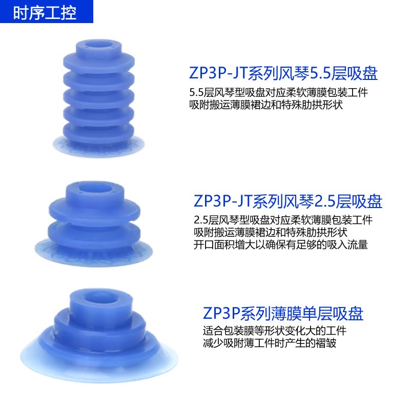 SMC蓝色薄膜包装开袋真空吸盘ZP3P-20/25/32/40/50JT2SF/JT5SF-WG - 图0