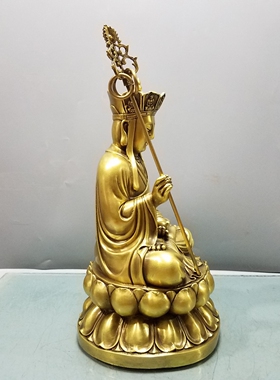 黄铜地藏菩萨莲花供奉佛像摆件
