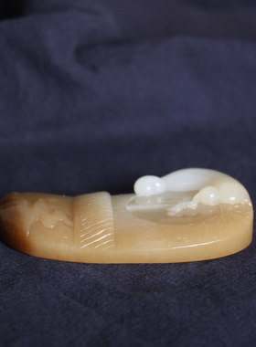 天然玉石和田玉悟道手把件糖白玉山料把玩件孤品焚香悟道天门开