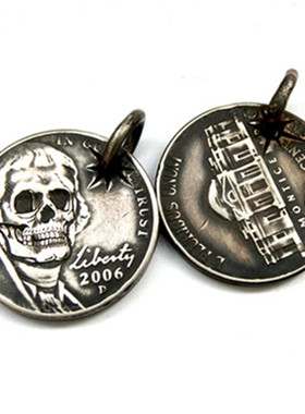 纯手工制作总统币篆刻骷髅流浪币