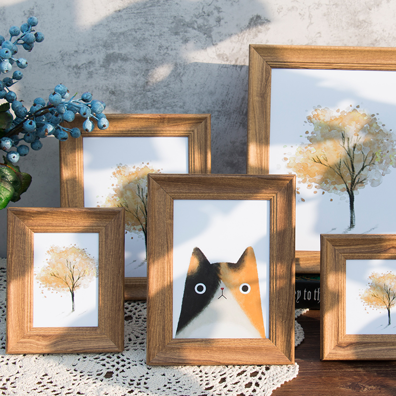 美式相框摆台横竖创意挂墙简约复古加洗照片框7寸8寸10A4画框定制 - 图2