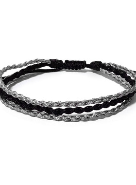 原创黑灰色三层手链手工制作简约男女手绳玉线编织手绳 阿金手工