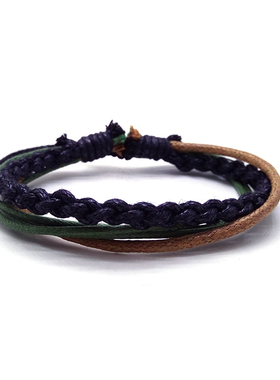 原创蜡线 编织手绳简约多层手工编织手链手绳男女手绳两色