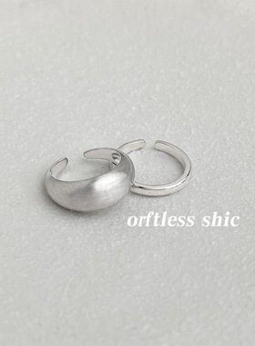 精致拉丝素圈小众低调优雅冷淡风时尚甜酷简约质感女戒指银饰品