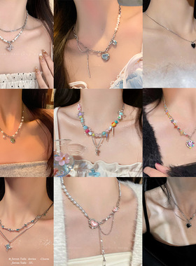 韩版甜酷风辣妹项链小众设计感朋克网红ins气质潮酷百搭毛衣链女