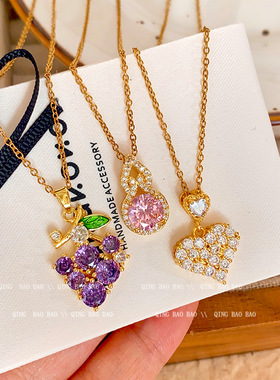 高级感爱心钛钢项链女时尚气质百搭设计感葫芦几何锁骨链项饰