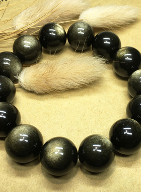 天然金曜石手链男女情侣佛珠手串