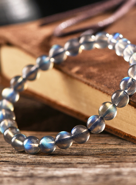 天然灰月光拉长石男女手链
