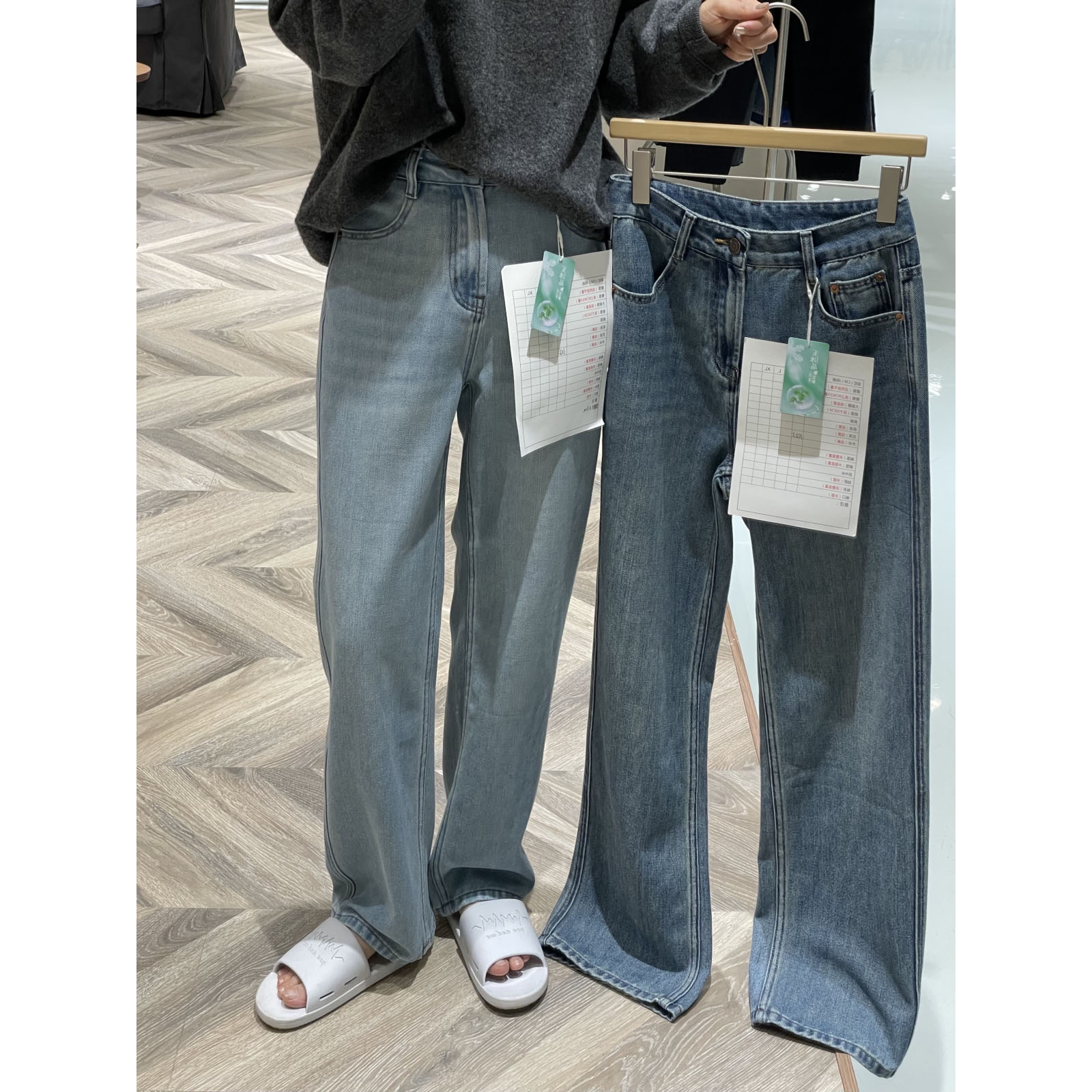 夏天很好穿的玉冰晶牛仔裤 冰爽透气韩版百搭显瘦直筒牛仔拖地裤 - 图0