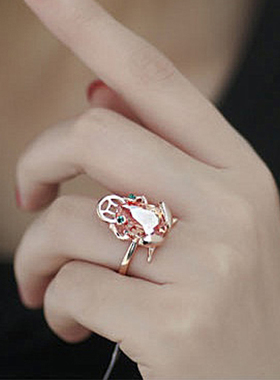 招财纳福开运金蟾日韩风戒指环