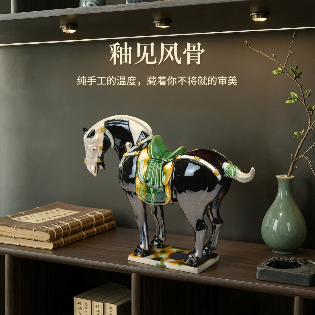 洛邑三彩中国马洛阳特产出国会议商务礼品博物馆文创唐陶瓷马摆件
