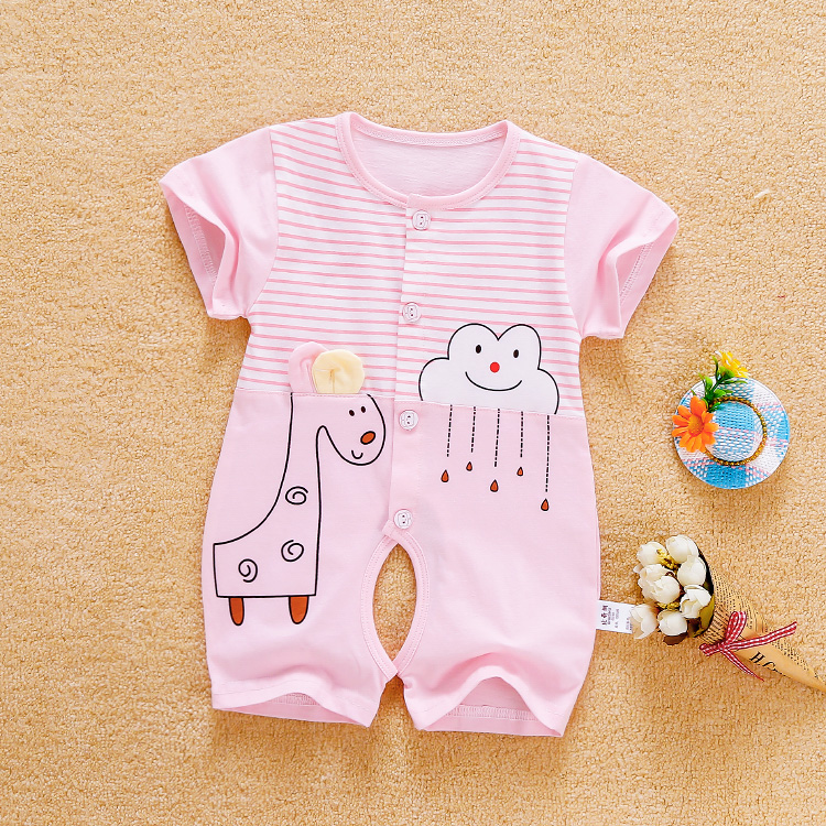婴儿连体衣短袖纯棉哈衣爬服0-3个月6新生儿9衣服1岁夏季宝宝夏装-图0