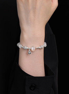 白色水晶仿猫眼石精致手链女高级饰品叠戴风百搭手饰手串好运设计