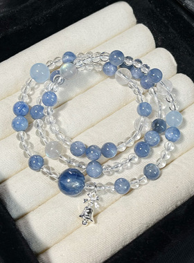 法式轻奢时尚锁骨链天然蓝晶多圈手链深海温柔风水晶饰品女士项链