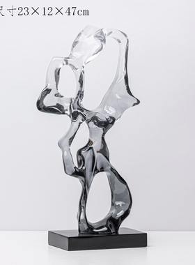 新中式透明色仿真太湖石摆件简约创意树脂雕塑售楼部家居软装饰品