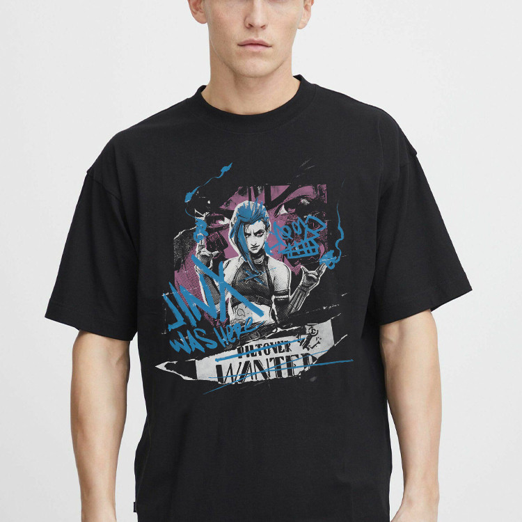 英雄联盟衣服英雄联盟LOL双城之战金克丝t恤短袖美式涂鸦风情侣款电竞游戏服装