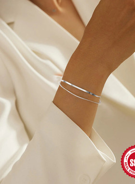 新款925纯银双层蛇骨链手链欧美热销气质高级感INS冷淡风首饰手链