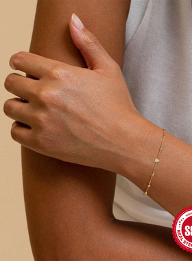 新款S925纯银豆豆链镶钻手链欧美热销简约叠戴经典百搭手链配饰女