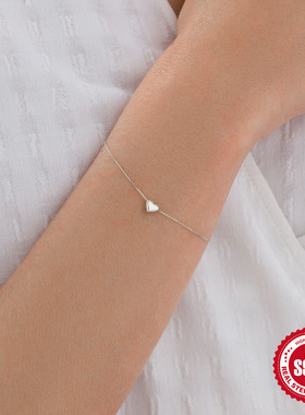 925纯银心形光面日常佩戴手链女日韩简约高级感网红同款热销手饰