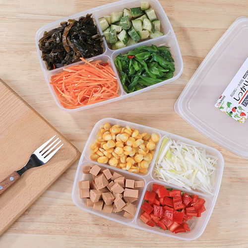 日本进口分格备菜盘厨房食物收纳盒葱姜蒜肉片分装冷藏冷冻保鲜盒 - 图0