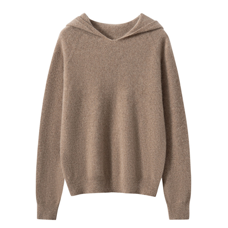 康赛妮~纯山羊绒衫女连帽宽松卫衣帽衫慵懒风针织打底毛衣内搭,淘宝优惠券,粉丝福利购,淘宝优惠卷