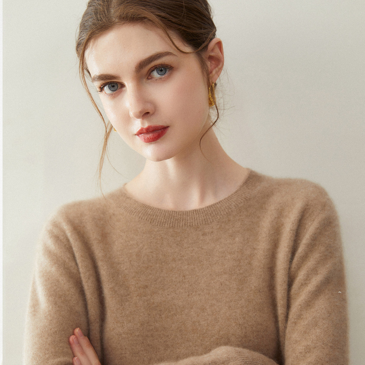 康赛妮~新款纯山羊绒衫女圆领2025秋冬纯色针织打底衫毛衣内搭,淘宝优惠券,粉丝福利购,淘宝优惠卷