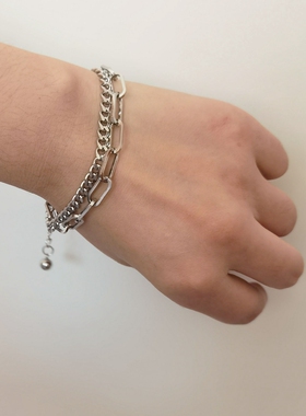 韩版双层手链钛钢金属情侣礼物